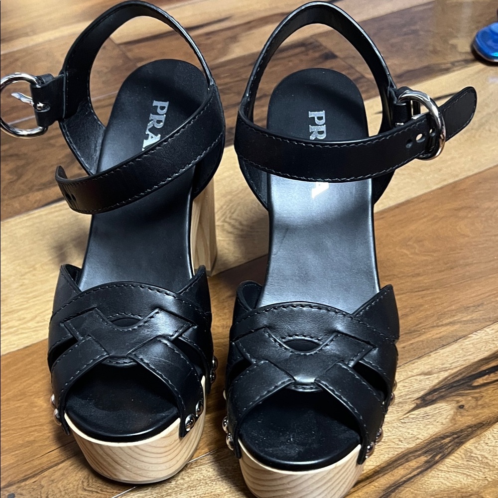 Prada Black Platform Sandals